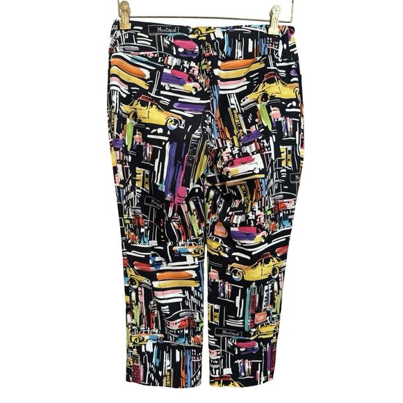 Lisette l Montreal Abstract Multicolor Capri Stretch Sz L 30” Waist, 21” Inseam - Picture 2 of 5